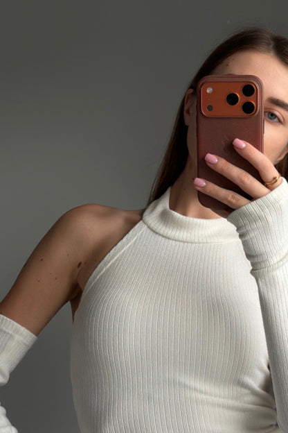 Top with detached sleeves, white